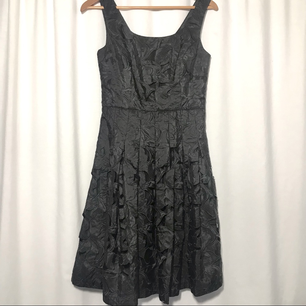 Black Textured A-Line Dress